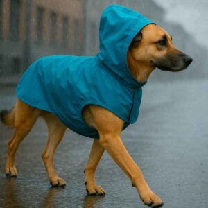 Ofertas Perros 11 Impermeable para Perro Celeste con Gorro – ¡Protección Total y Estilo en 5 Tallas!