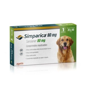 Antiparasitarios 5 Simparica 20 a 40 KG 1 Compmidos es una pastilla masticable para el tratamiento de pulgas, garrapatas y acaros que porducen la sarna. Ofrece una nueva e innovadora forma de controlar las pulgas y las garrapatas al proporcionar actividad inmediata y persistente durante al menos 35 días, actuando más allá del período de tratamiento mensual.