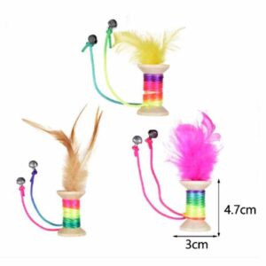 Juguete Gatos Carrete Hilo con Cascabel y Pluma