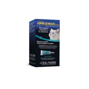 Antiparasitarios 8 Fiprodrag Gato es un tratamiento eficaz diseñado específicamente para el control y tratamiento de infestaciones por pulgas y ácaros en gatos. Con una fórmula activa que incluye Fipronil, este antiparasitario garantiza una protección duradera y efectiva. Ideal para gatos mayores de 12 semanas, Fiprodrag no solo combate los parásitos existentes, sino que también actúa como una terapia complementaria para la dermatitis alérgica por pulgas (DAPP), asegurando la salud y el bienestar de tu mascota.