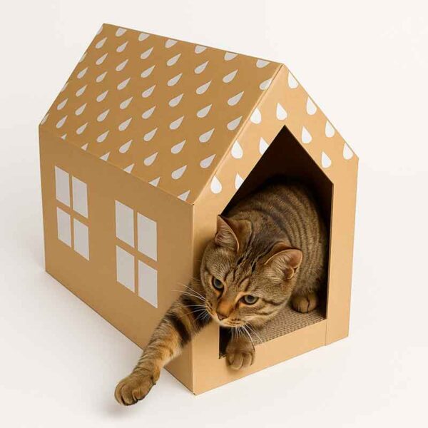 Casa Rascador de Cartón para Gatos